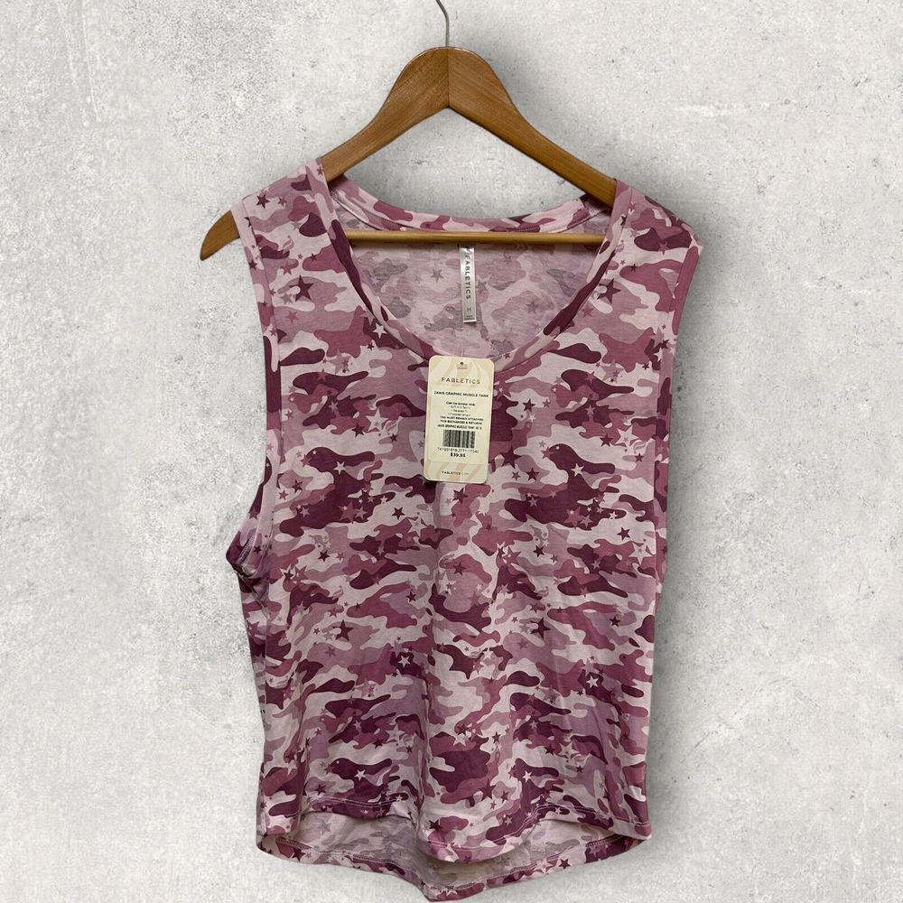 Fabletics Janis Graphic Muscle Tank Women's Sleeveless Athletic Shirt Purple Med